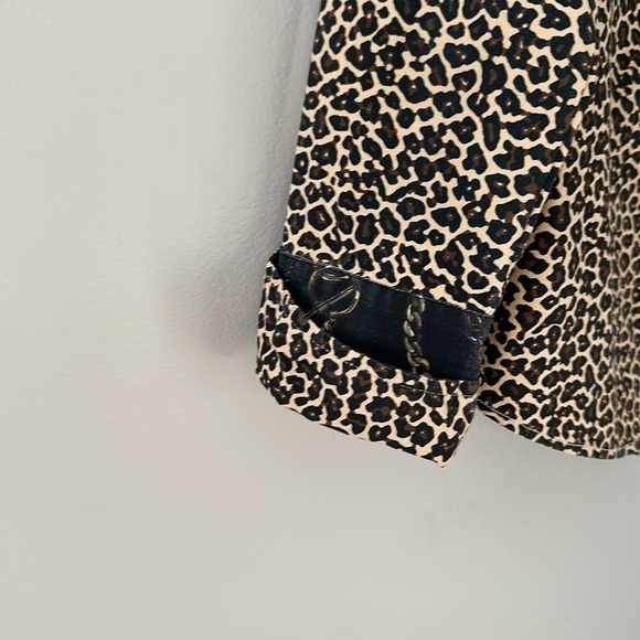 Tizzie Womens Leopard Print Cotton Button Down Top Equestrian Cuffs Sz Small - Picture 5 of 8